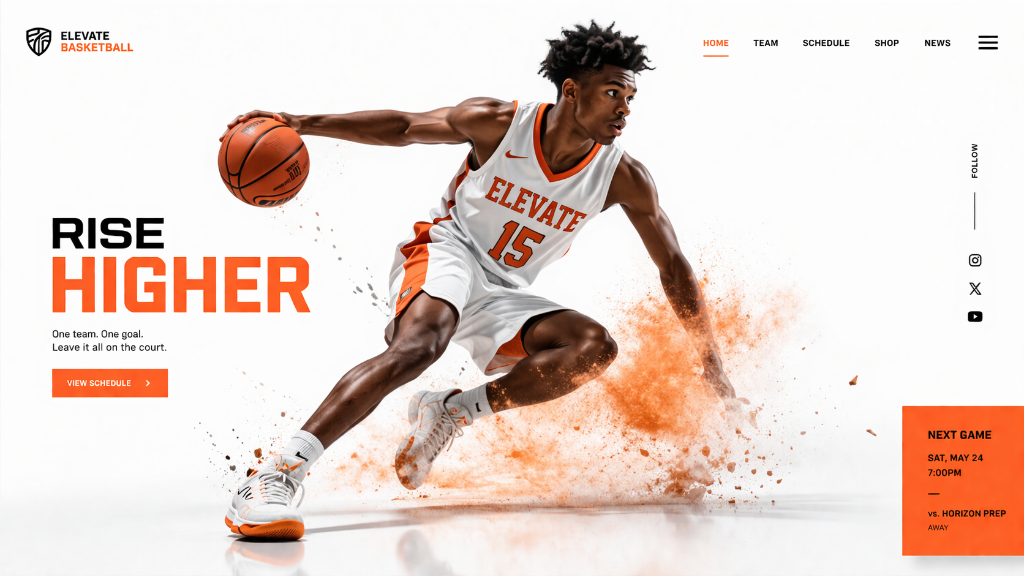 Elevate Basketball sports website design